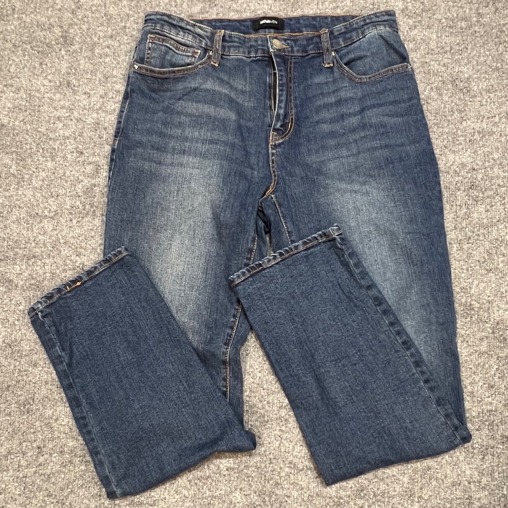 Fashion Nova Men Jeans 34 Blue Medium Wash Straight Leg Stretch Denim